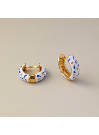 Blue and White Porcelain Chinese Style Earrings